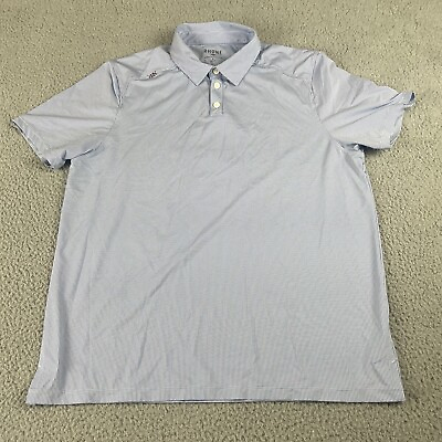 Rhone Polo Shirt Mens Large Blue Casual Adult Button Atheltic Stretch Nylon Golf $40.00