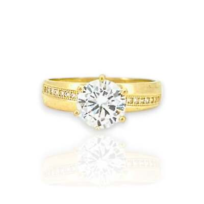 #ad Round Cut Center Stone Engagement Ring 10k Yellow Gold $194.99