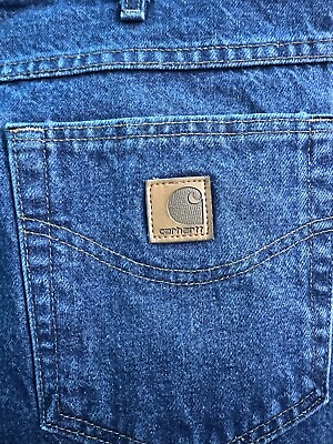 #ad NEW Carhartt Denim Relaxed Fit men#x27;s 36X34 blue Work Jeans FAST SHIPPING NWT $25.77