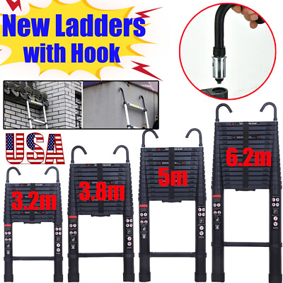 #ad Dayplus 10.5FT 20.3FT Portable Telescopic Ladder Extendable with Detachable Hook $104.23