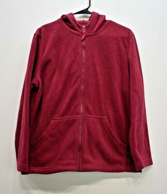 #ad Bobbie Brooks Women Red Long Sleeve Full Zip Seam Pocket Fleece Jacket M 10 12 $10.09