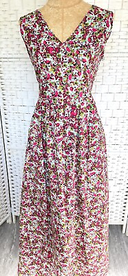 #ad Vintage Dress Long Floral Hand Made Cottagecore Milkmaid Fit Modern 10 GBP 13.00