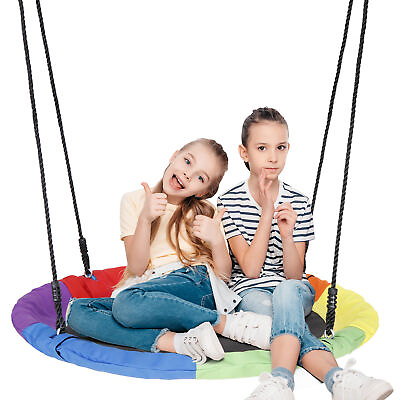 #ad 40quot; Saucer Tree Swing Set for Kids Rainbow Adjust Hanging Rope Flying Swing Seat $39.58