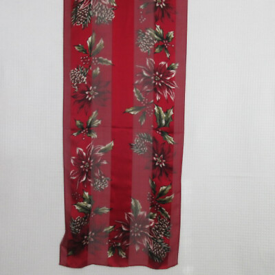 #ad Poinsettia CHRISTMAS Silk Scarf 11x52quot; Long ScarvesiLove 3839 $15.40