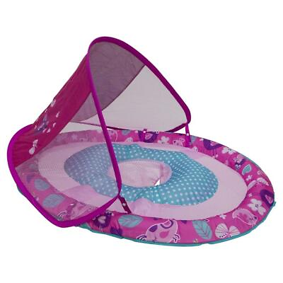 #ad SwimWays Inflatable Infant Baby Spring Swimming Pool Float Canopy 9 24 Month PNK $37.99