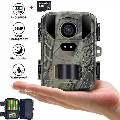 #ad Mini Wildlife Trail Camera 24MP 1080P Outdoor Night Vision Motion Hunting Cam $27.99