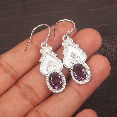 #ad Amethyst Gemstone 925 Sterling Silver Earring Handmade Jewelry Earring 1.81quot; $11.95