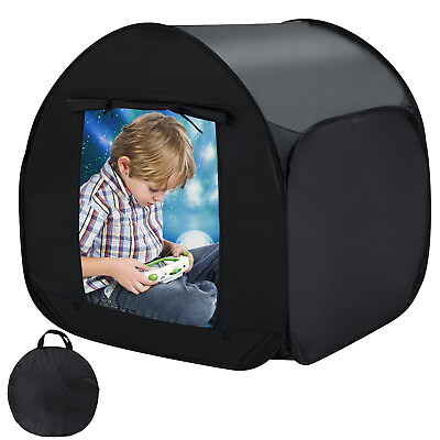 #ad Sensory Tent Quiet Corner Kids Tent Relax Playhouse Canopy Blackout Tent Black $41.99