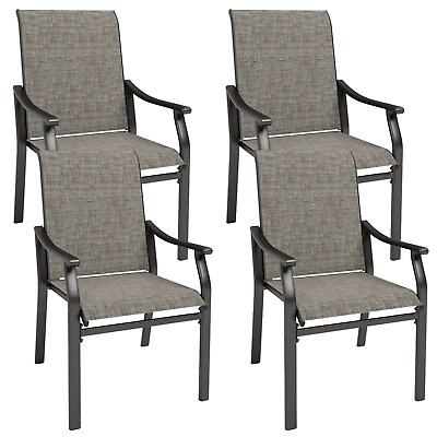 #ad PHI VILLA Outdoor Dining Chairs Set of 4 Patio Chairs with Backrest Armrest $219.99