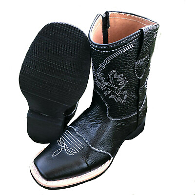 #ad Kids Cowboy Boots Rodeo Black Western Botas de Ninos Handcrafted $47.98