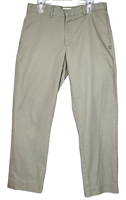 #ad Dennis Men Beige Chino Pants Uniform Workwear Size 34 Straight Leg Flat Front $17.97