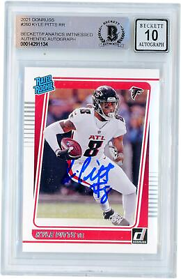 #ad Kyle Pitts Falcons Signed 2021 Donruss Rated Rookies #260 BAS 10 Rookie Card $219.99