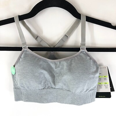 C9 Champion Sports Bra Racerback Duo Dry Moisture Wicking Removable Cups Gray XS $9.99