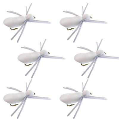 #ad 6 Foam Spider Flies White #14 Fly Fishing Set for Bluegill Trout Panfish $10.99