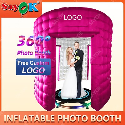 #ad Inflatable LED Portable 360 Photo Booth Enclosure Backdrop for Event Party Pink $654.29