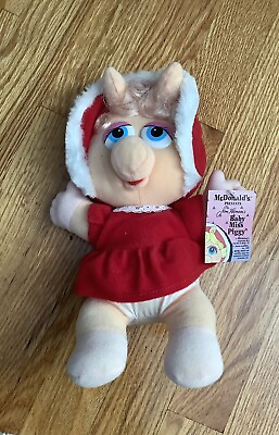 #ad 1987 Muppets Miss Piggy Baby Vintage Plush Christmas Doll 9quot; Jim Henson $8.99