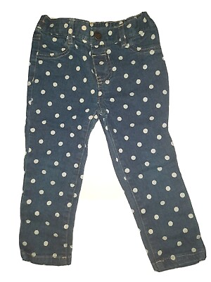 #ad Wonder Kids Polka dot Jeans Size 2 T Denim Blue With White Dots $9.90