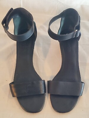 #ad Vince Women#x27;s Black Leather Sandal Heels Size 37.5 7 $24.98
