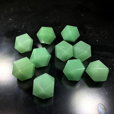 #ad 14 polyhedron Natural GREEN aventurine Quartz Carved crystal reiki Healing 1PC $5.57