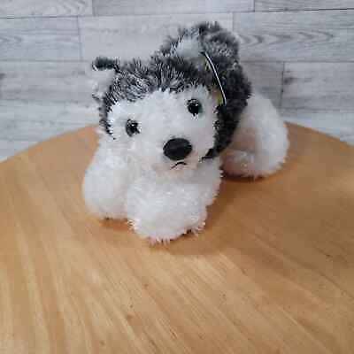 #ad Aurora Flopsies 9quot; Gray and White Husky Dog Plush Stuffed Animal Soft Cuddly Toy $10.39