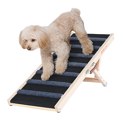 #ad VEVOR Dog Ramp Folding Pet Ramp 39.3quot; Long Ramp 15quot; 22quot; Adjustable Height $46.99