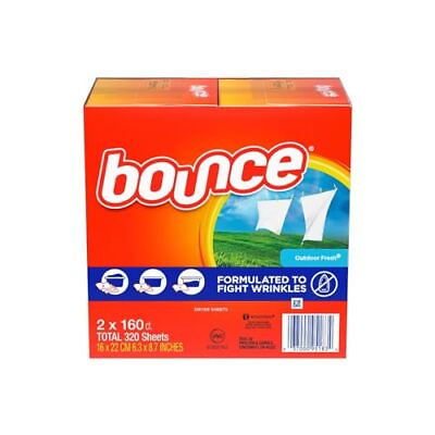 #ad Bounce Fabric Softener Dryer Sheet Outdoor Fresh 160 Sheets Pack of 2 $15.64