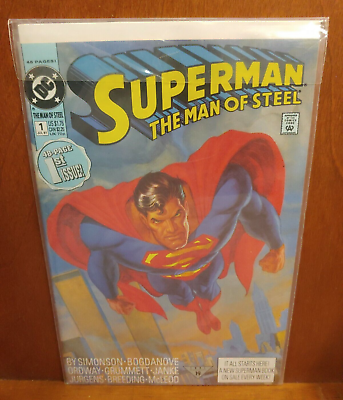 #ad SUPERMAN THE MAN OF STEEL #1 JULY 1991 DC COMICS 48 PAGE 1ST ISSUE FABULOUS $4.50