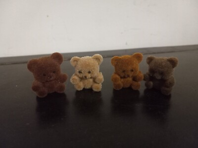 #ad Mini Fuzzy Flocked Teddy Bears. 4 Pack Four Shades Of Brown. Fuzzy Bears... $6.99