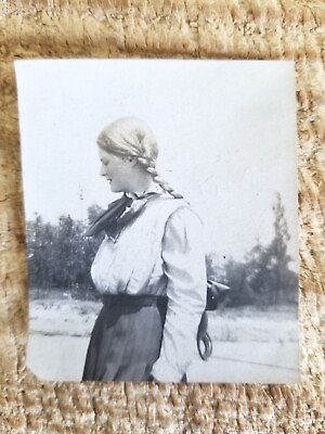 #ad BEAUTIFUL REDHEAD WITH BRAIDS IDENTIFIED1909.VTG 2.4quot; x 2quot; SNAPSHOT*SP4 $5.96
