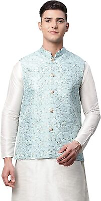 #ad Maple Clothing Floral Men#x27;s Nehru Traditional Jacket India Vest Waistcoat $80.34