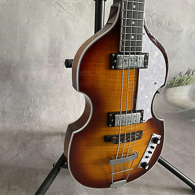 #ad Custom 4String Hofner Ignition Electric Bass Guitar Flamed Maple Top Hollow Body $186.00