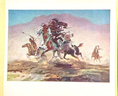 #ad Vintage 1940#x27;s Charles Russell ART PRINT Redskin Raiders New Old Stock $10.00