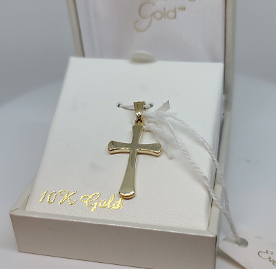 #ad Everlasting Gold 10k Gold Polished Cross Pendant 0.9g MSRP $275 $75.00