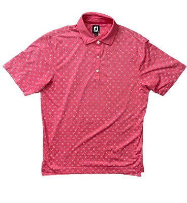 #ad FootJoy Performance Golf Polo Shirt Sz M Pink Rain and Shine Print Short Sleeve $26.88
