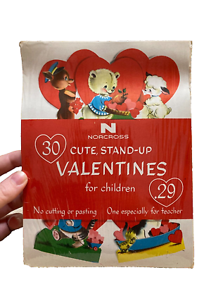 #ad Norcross Stand Up Variety Valentines For Children Set Of 30 In Packaging $24.00