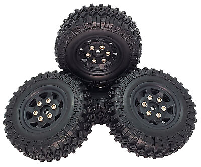 #ad NHX RC 1.0#x27;#x27; Plastic Wheel amp; Soft Tire Set 4 Black : SCX24 $16.95