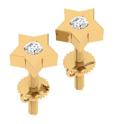#ad 14K Yellow Gold SI1 G 0.15 Ct Genuine Diamond Star Fashion Studs Earrings 6.60MM $343.19