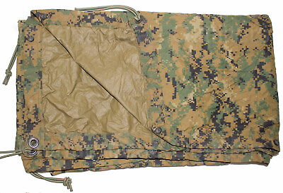 #ad USMC Military MARPAT Woodland Digital REVERSIBLE FIELD TARP Tarpaulin 90x80 GC $29.95