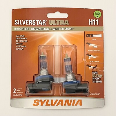 #ad Sylvania H11 SilverStar ULTRA High Performance Headlight Pair Set 2 Bulbs $30.99