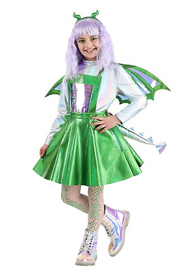 #ad Child Girls Green Daydreaming Metallic Dragon Costume SIZE M Used $60.99