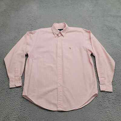 #ad Ralph Ralph Lauren Shirt Womens 10 Pink Striped Button Down Color Pony Preppy $21.97