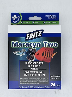 #ad Fritz Maracyn Two Bacterial Medication Powder Freshwater amp; Saltwater 24 pks $21.99