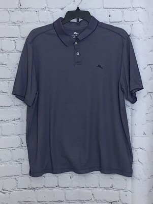#ad Tommy Bahama Men#x27;s XXL Polo Shirt Short Sleeve Blue Heather Shirt $14.99