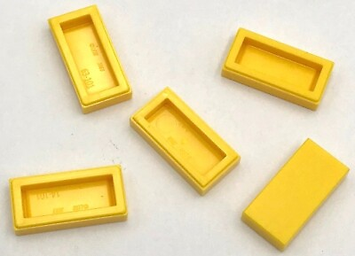 #ad Lego 5 New Yellow Tiles Flat Smooth 1 x 2 Parts $0.99