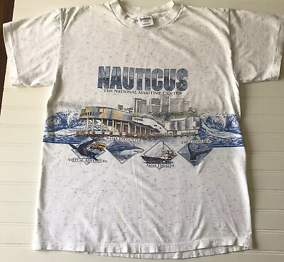 #ad Vintage 1995 Sansegal Nauticus Mens Size L Graphic Single Stitch T Made In USA $59.95