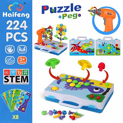 #ad Pretend Play 3D Puzzle For Kids Drill Screw Toy Creative Mosaic Puzzle 224pcs $54.89
