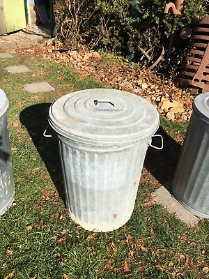 #ad Wheeling 1 Galvanized Steel Metal Garbage Trash Can 20 Gallon # 20 With Lid $112.50