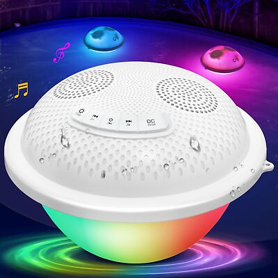 #ad Floating Pool Speakers Colorful LED Lights IP68 Waterproof 16W Stereo Bluetooth $51.80