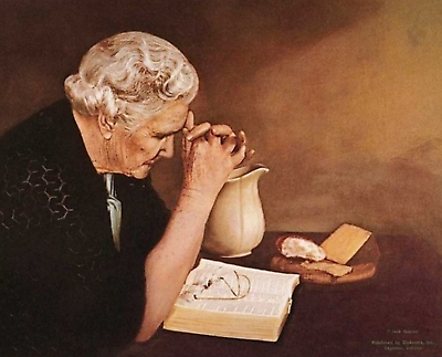 #ad Gratitude by Jack Garren Old woman saying grace art painting print $8.99