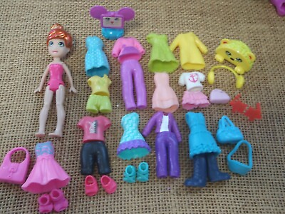 #ad Polly Pocket Dolls Big Feet Doll with Clothes Modern Outfits Set F7 $23.99